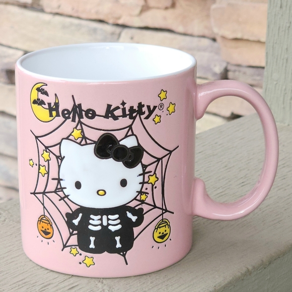 Hello Kitty Pink Skeleton Mug Hello Kitty Pink Halloween Mug - Picture 2 of 3